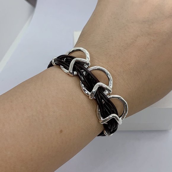 UNO de 50 STEPBYSTEP BRACELET + STEPS Necklace  Brown Leather Strips - Picture 5 of 17